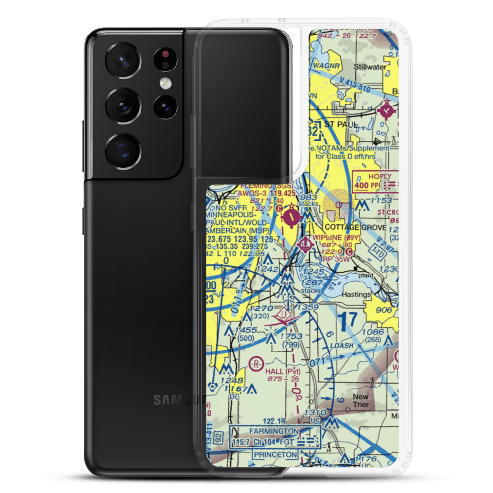 Wipline Airport (35MN) VFR Sectional Samsung Case Samsung Galaxy S21 Ultra model shown