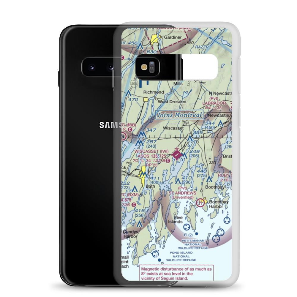 Wiscasset Airport (IWI) VFR Sectional Samsung Case Samsung Galaxy S10 model shown