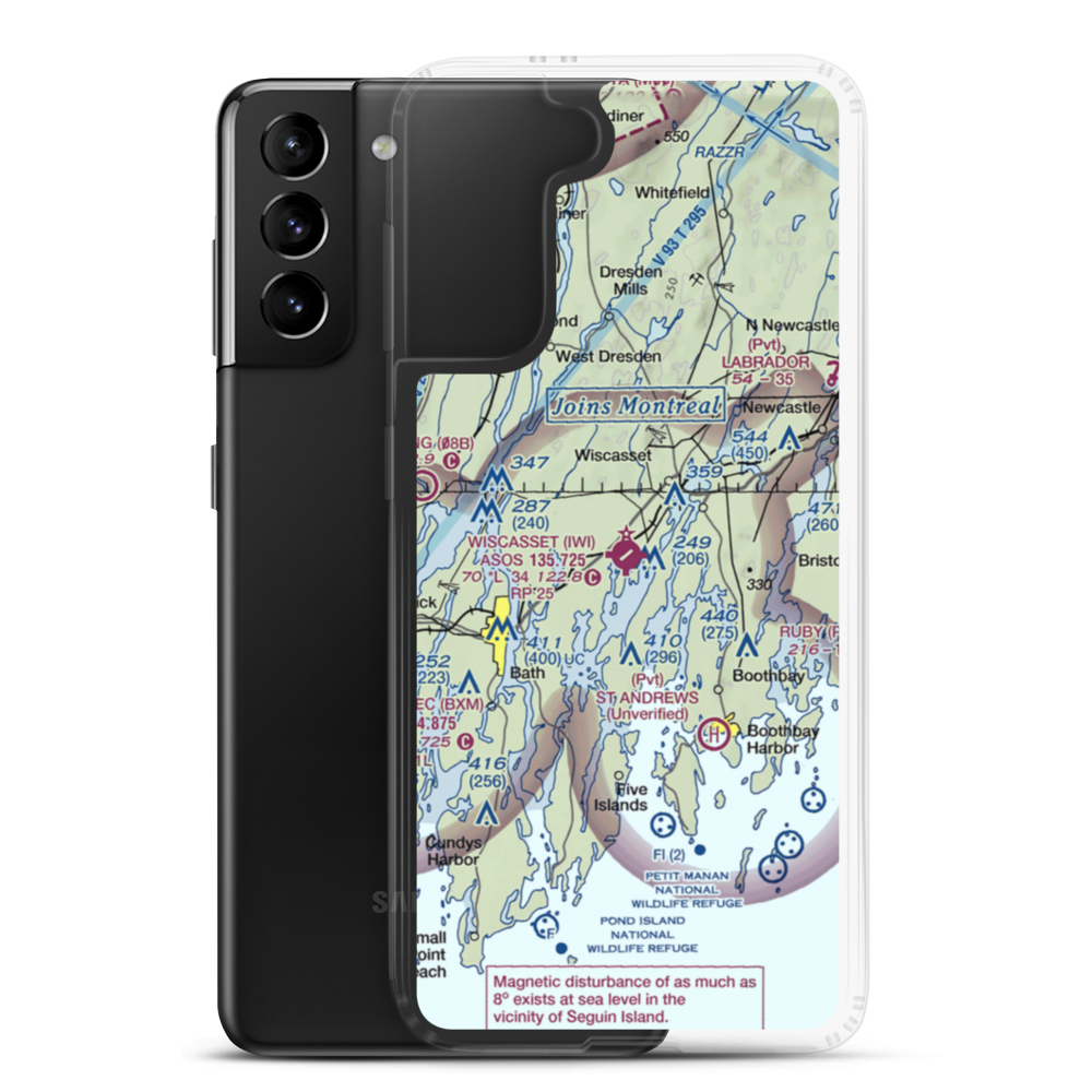 Wiscasset Airport (IWI) VFR Sectional Samsung Case Samsung Galaxy S21 Plus model shown