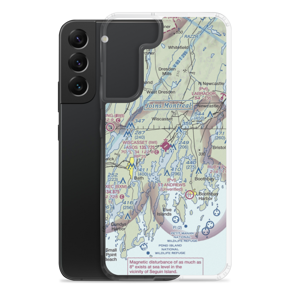 Wiscasset Airport (IWI) VFR Sectional Samsung Case Samsung Galaxy S22 Plus model shown