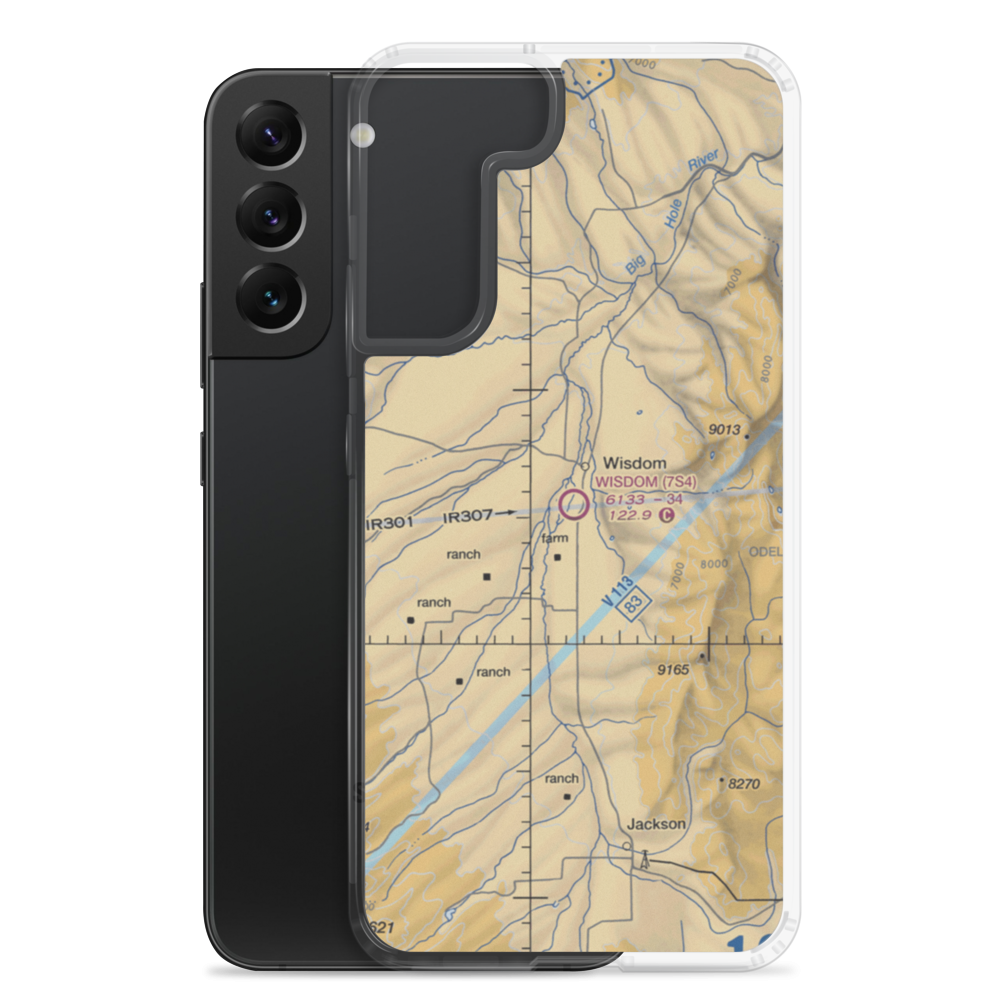 Wisdom Airport (7S4) VFR Sectional Samsung Case Samsung Galaxy S22 Plus model shown
