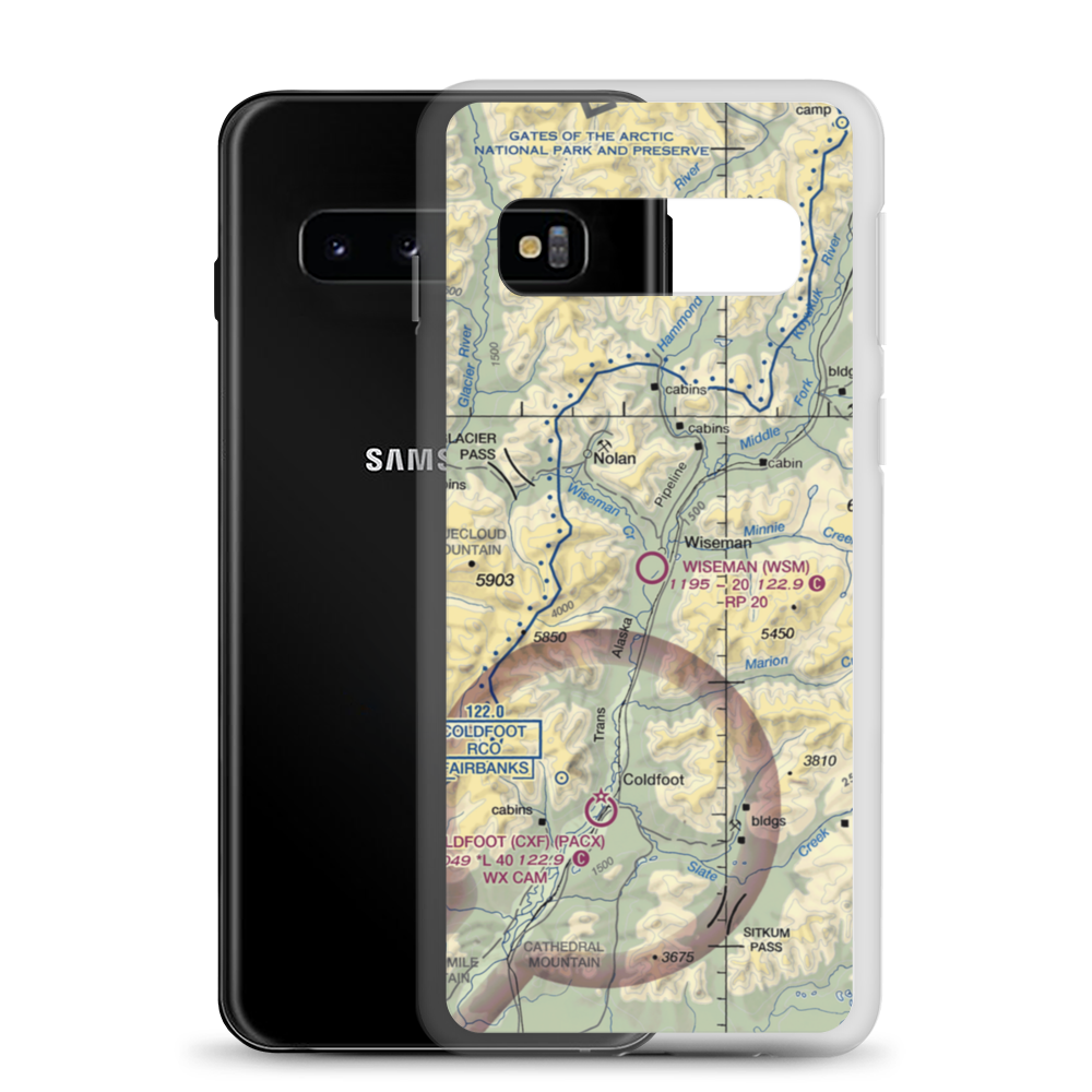 Wiseman Airport (WSM) VFR Sectional Samsung Case Samsung Galaxy S10 model shown