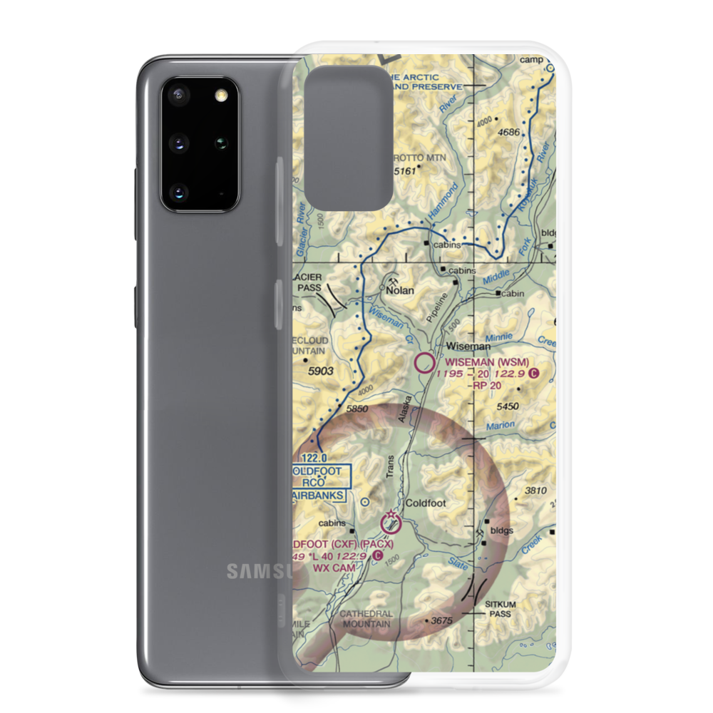 Wiseman Airport (WSM) VFR Sectional Samsung Case Samsung Galaxy S20 Plus model shown