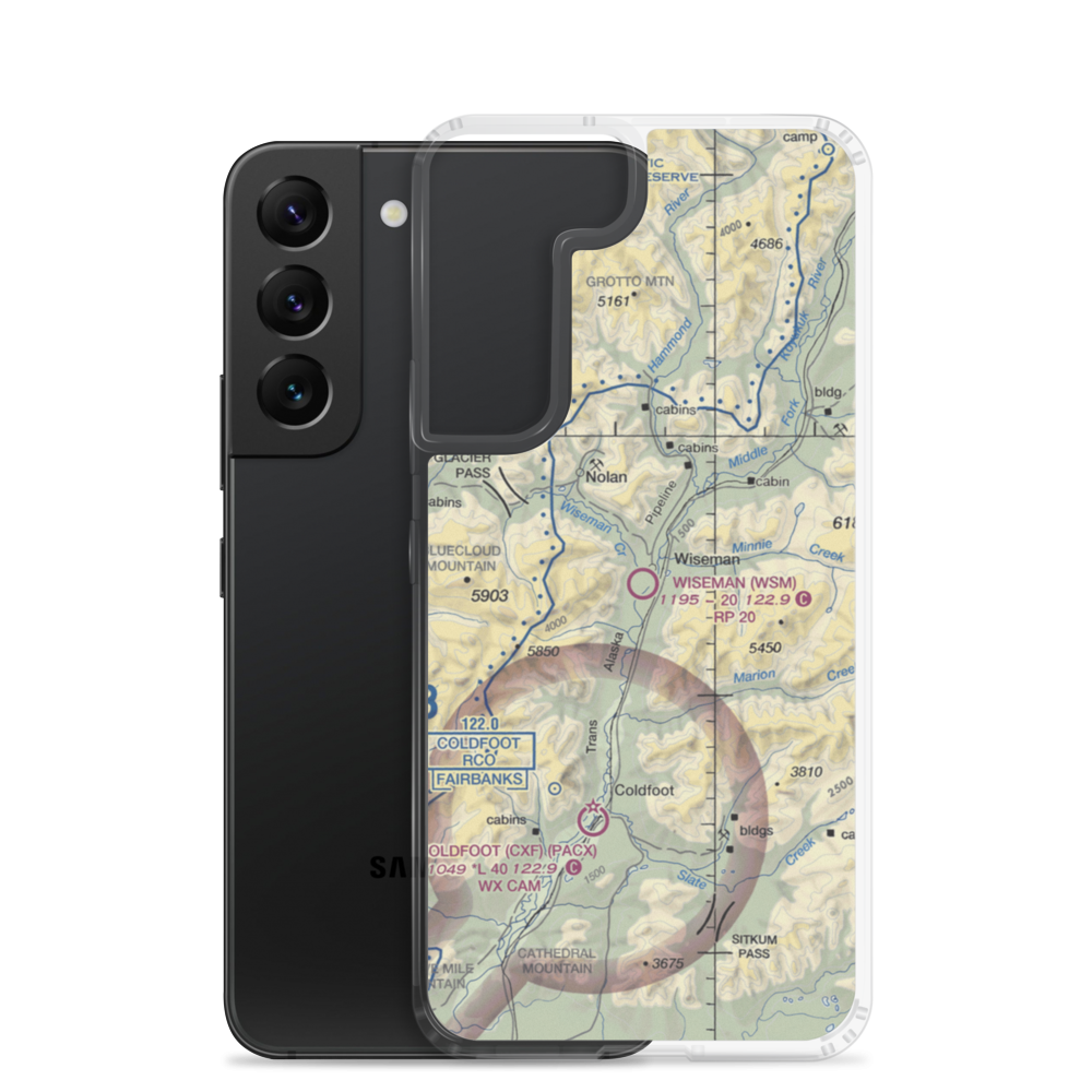 Wiseman Airport (WSM) VFR Sectional Samsung Case Samsung Galaxy S22 model shown