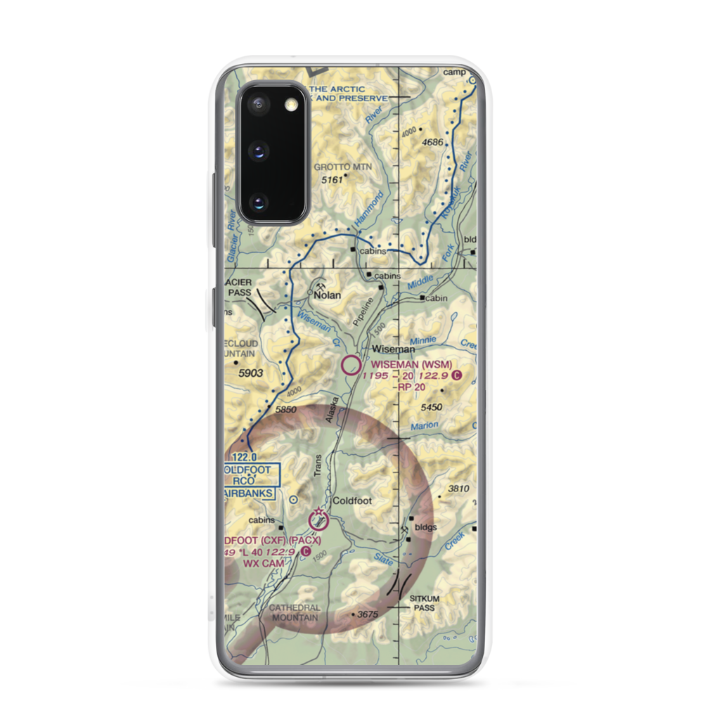 Wiseman Airport (WSM) VFR Sectional Samsung Case Samsung Galaxy S20 model shown