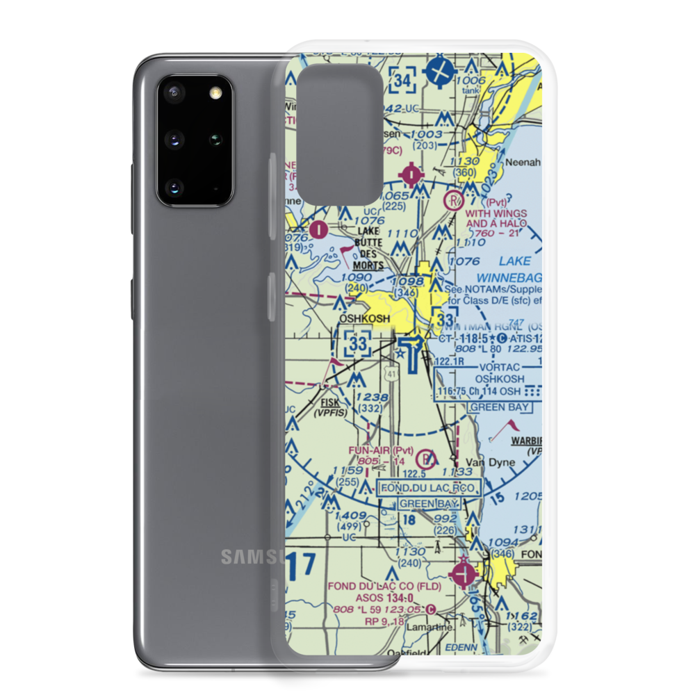 Wittman Regional Airport (OSH) VFR Sectional Samsung Case Samsung Galaxy S20 Plus model shown
