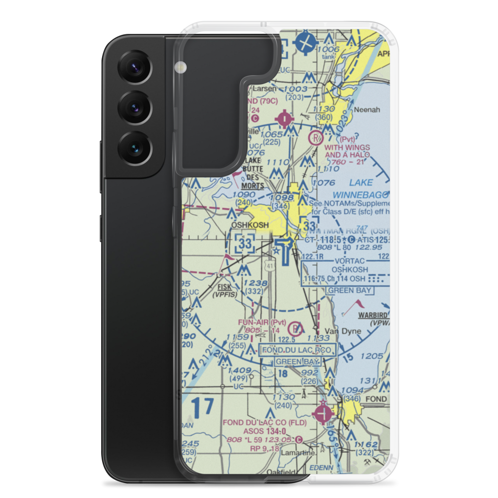 Wittman Regional Airport (OSH) VFR Sectional Samsung Case Samsung Galaxy S22 Plus model shown