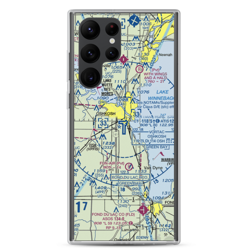 Wittman Regional Airport (OSH) VFR Sectional Samsung Case Samsung Galaxy S22 Ultra model shown