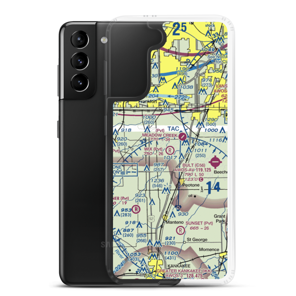 Wix Airport (03IL) VFR Sectional Samsung Case Samsung Galaxy S21 Plus model shown