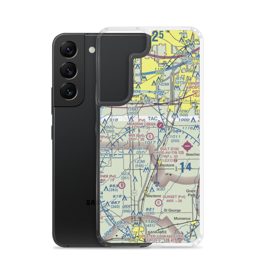 Wix Airport (03IL) VFR Sectional Samsung Case Samsung Galaxy S22 model shown