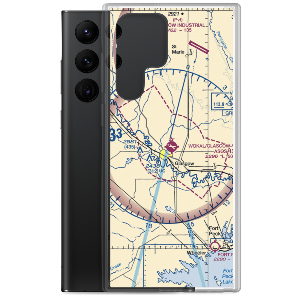 Wokal Field/Glasgow-Valley County Airport (GGW) VFR Sectional Samsung Case Samsung Galaxy S22 Ultra model shown