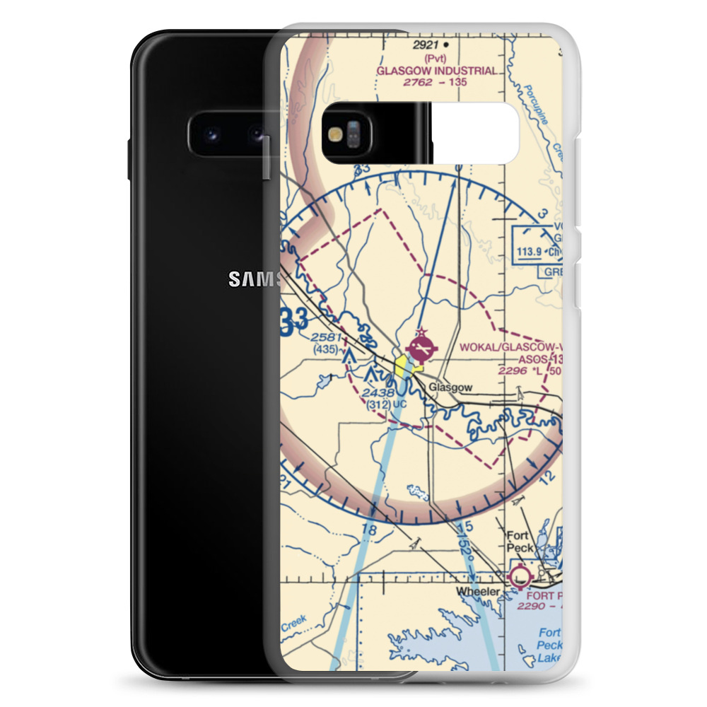 Wokal Field/Glasgow-Valley County Airport (GGW) VFR Sectional Samsung Case Samsung Galaxy S10+ model shown
