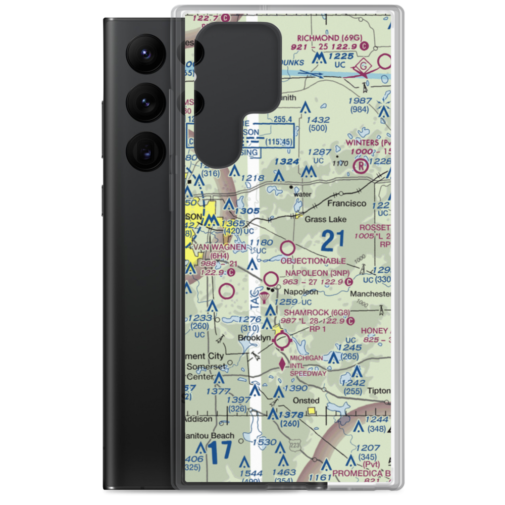 Wolf Lake Airport (26W) VFR Sectional Samsung Case Samsung Galaxy S22 Ultra model shown