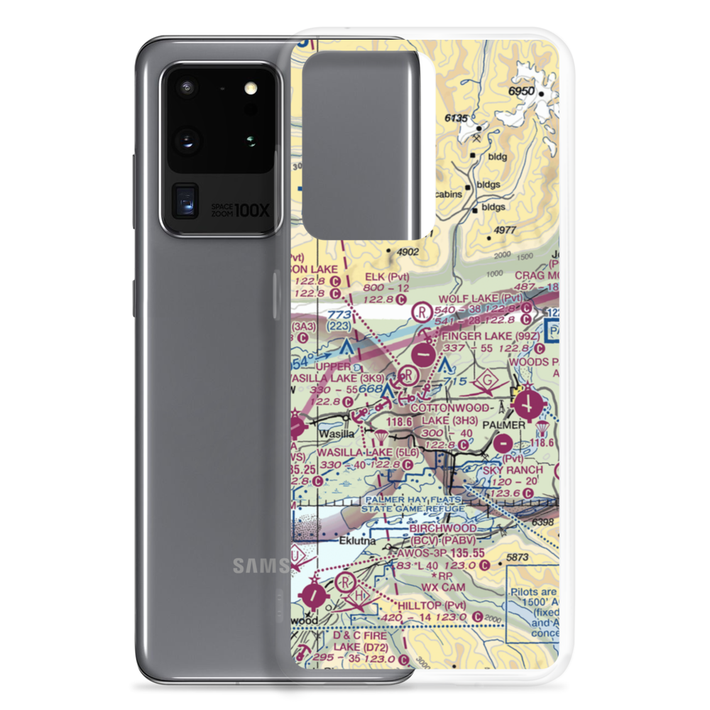 Wolf Lake Airport (4AK6) VFR Sectional Samsung Case Samsung Galaxy S20 Ultra model shown
