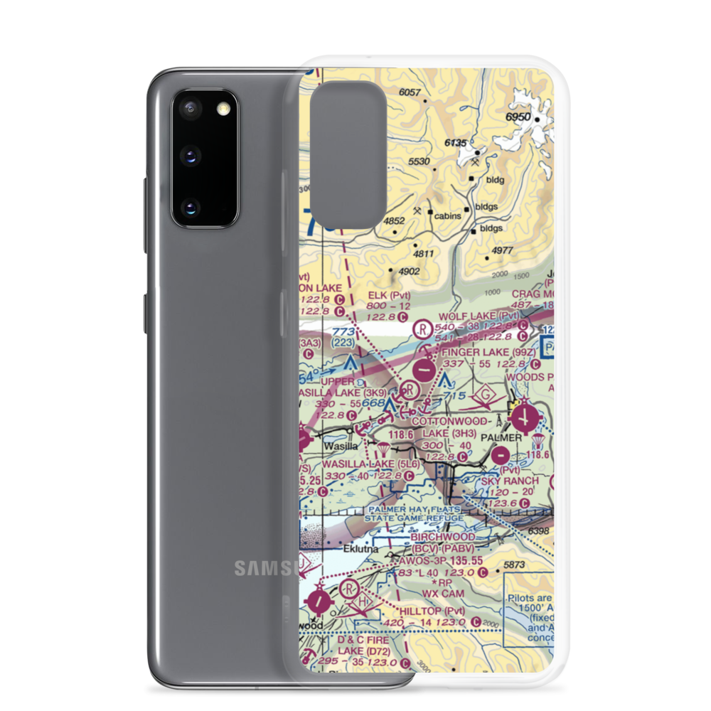 Wolf Lake Airport (4AK6) VFR Sectional Samsung Case Samsung Galaxy S20 model shown