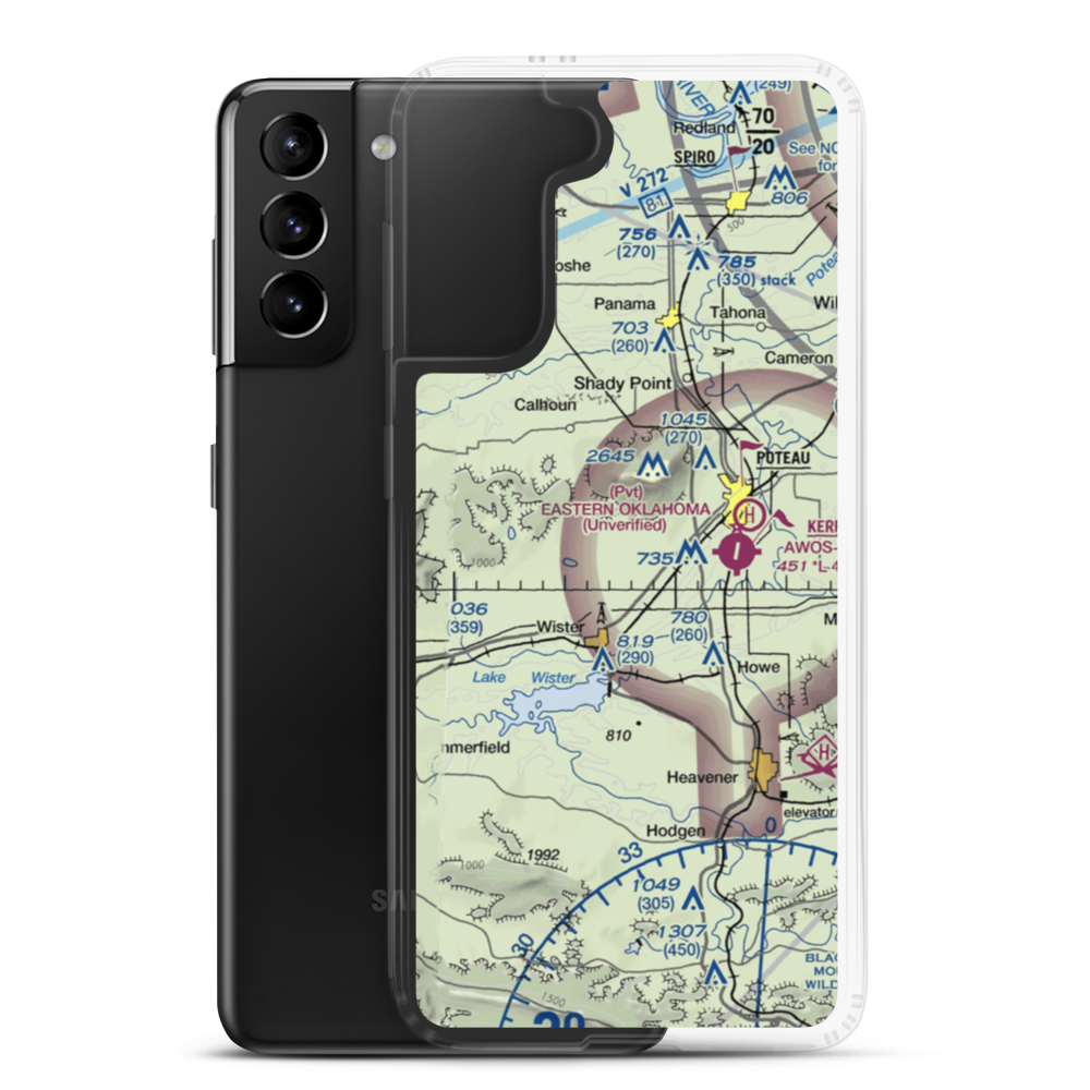 Wolf Mountain Airport (OK59) VFR Sectional Samsung Case Samsung Galaxy S21 Plus model shown