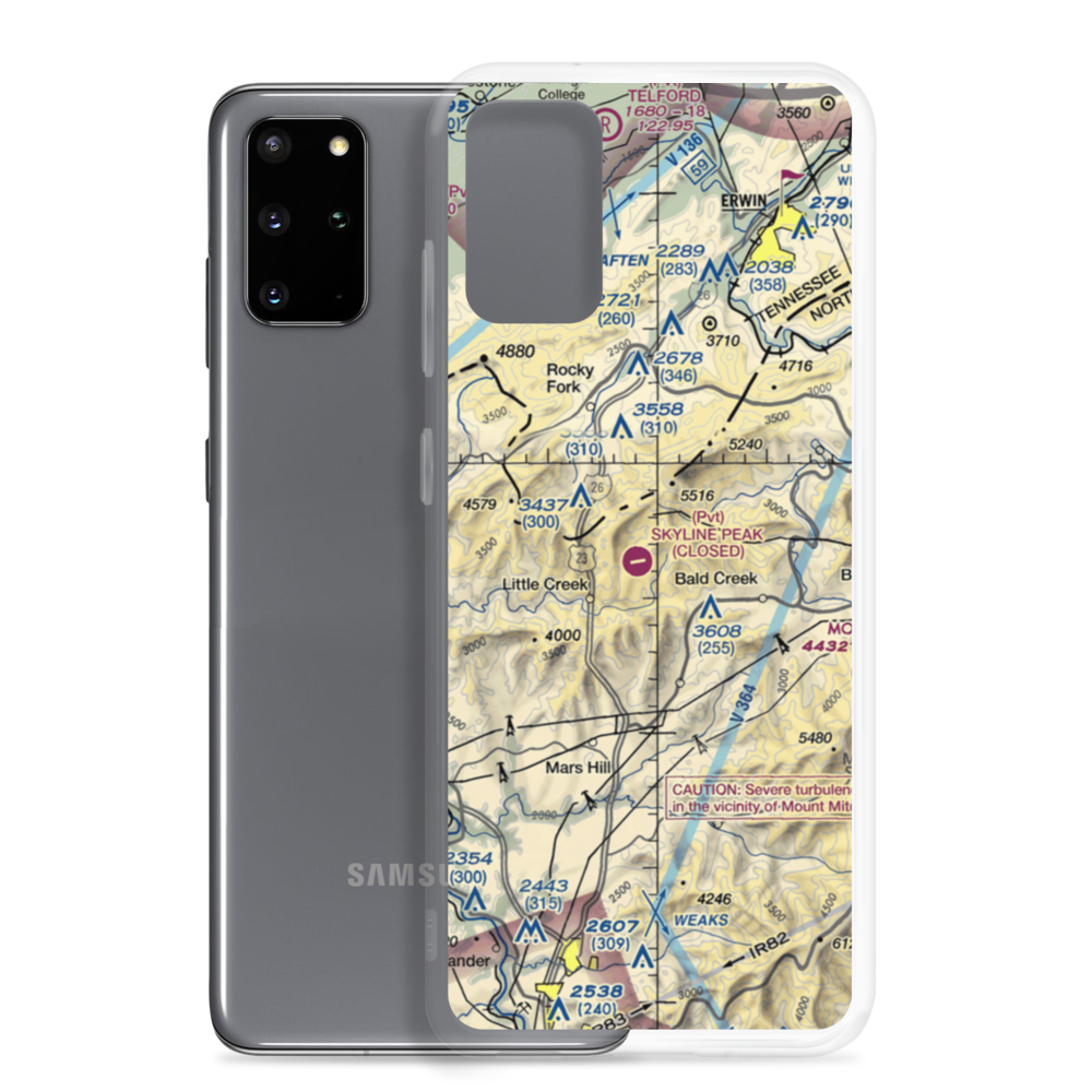 Wolf Ridge Airport (33NR) VFR Sectional Samsung Case Samsung Galaxy S20 Plus model shown