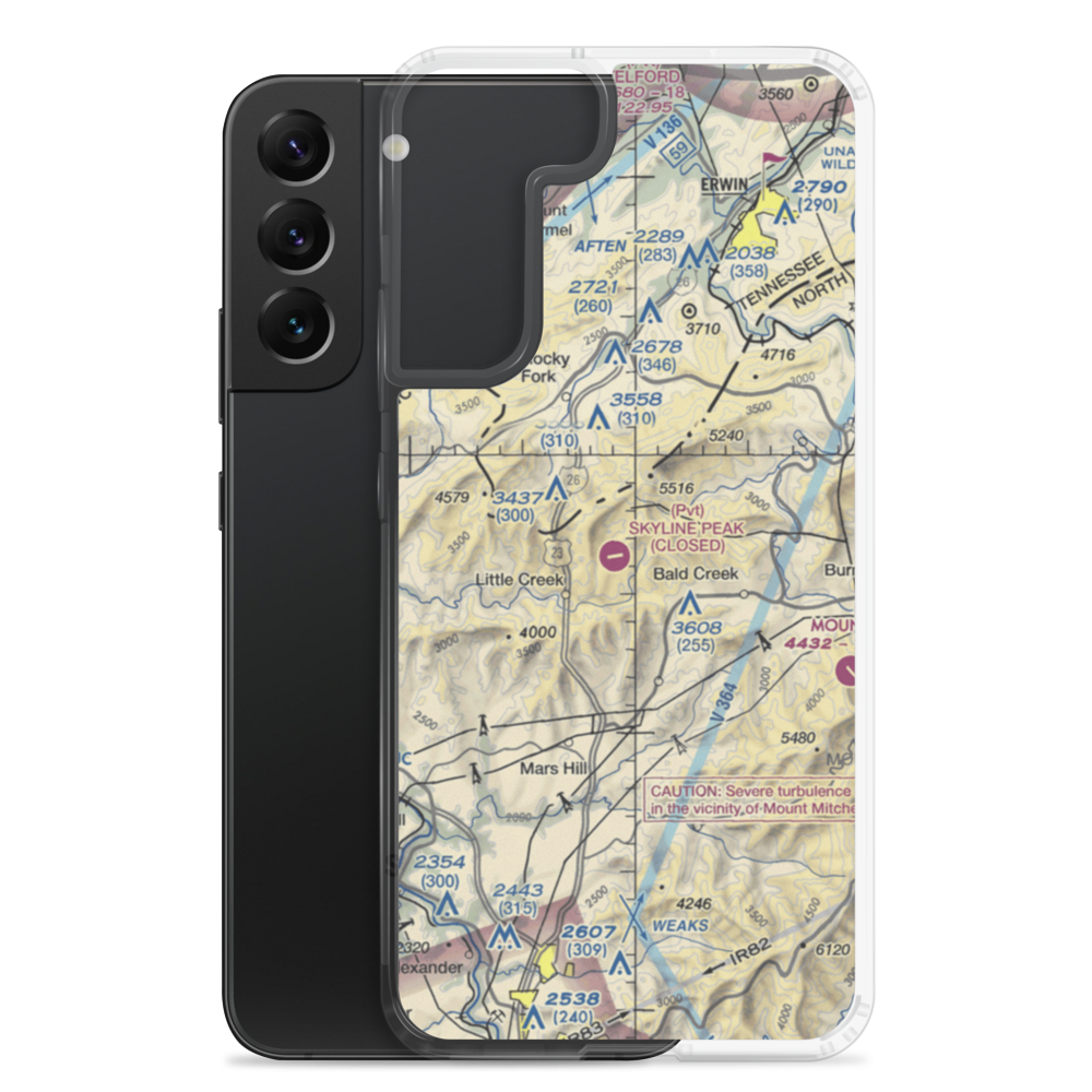 Wolf Ridge Airport (33NR) VFR Sectional Samsung Case Samsung Galaxy S22 Plus model shown
