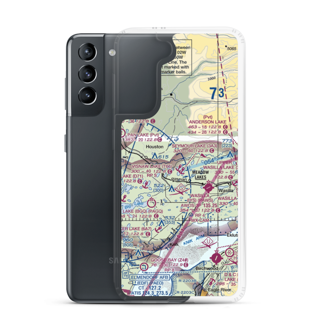 Wolf Track Airport (9AK8) VFR Sectional Samsung Case Samsung Galaxy S21 model shown