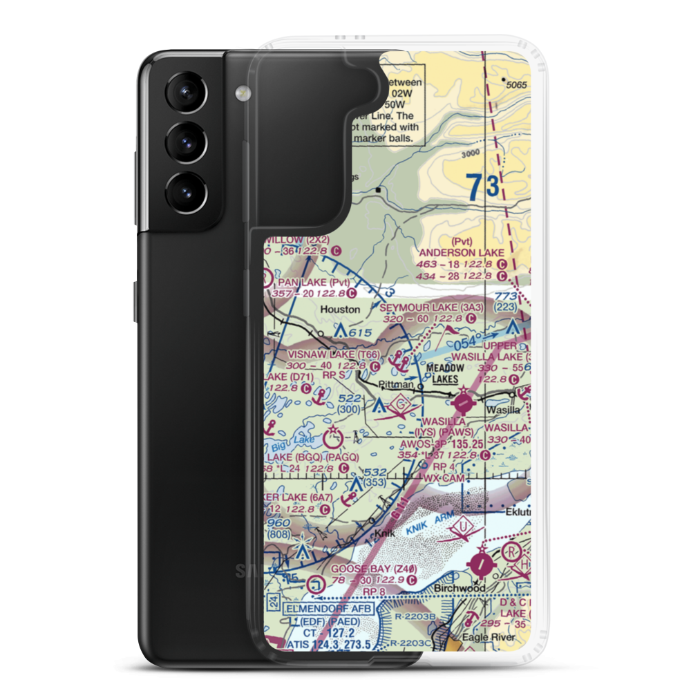 Wolf Track Airport (9AK8) VFR Sectional Samsung Case Samsung Galaxy S21 Plus model shown