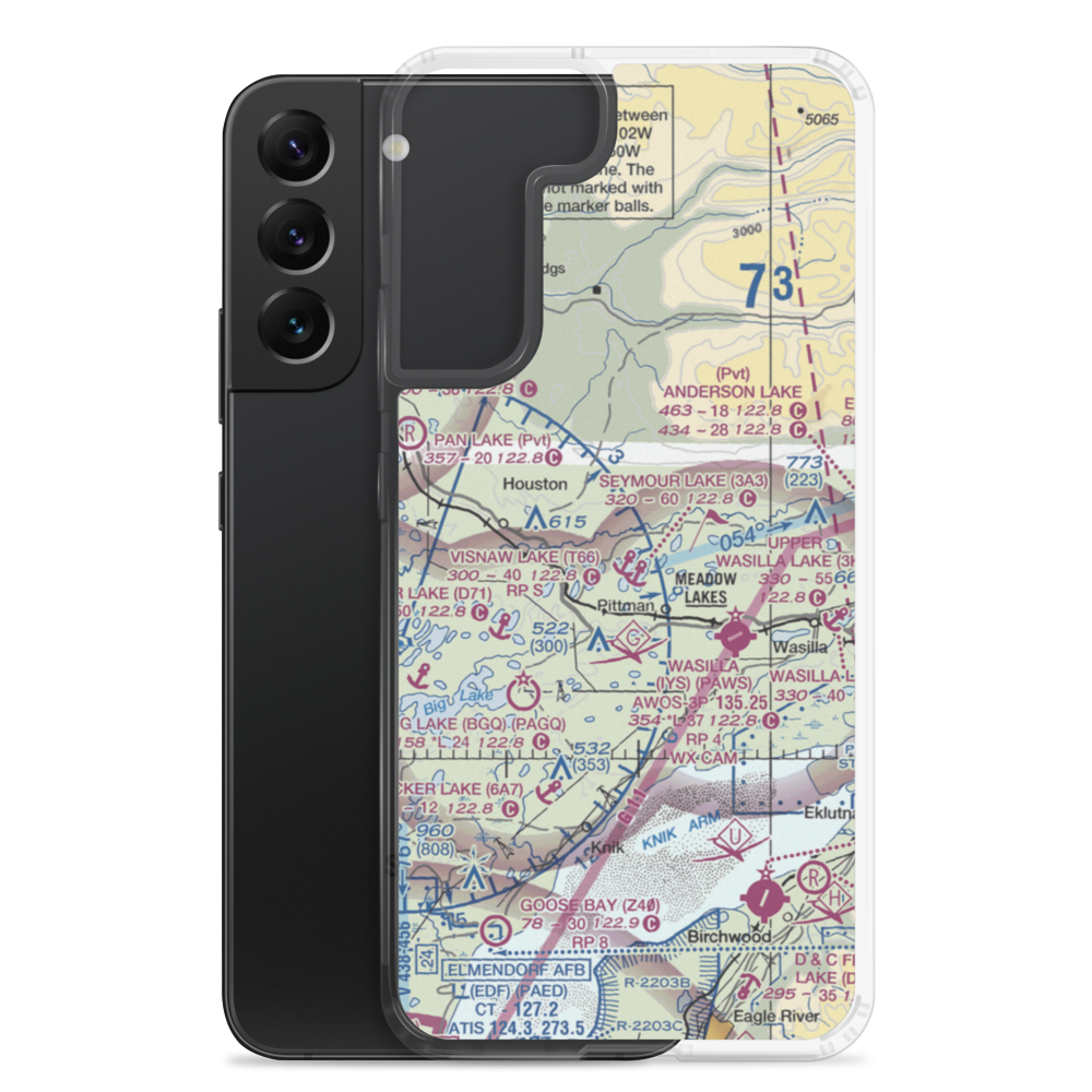 Wolf Track Airport (9AK8) VFR Sectional Samsung Case Samsung Galaxy S22 Plus model shown