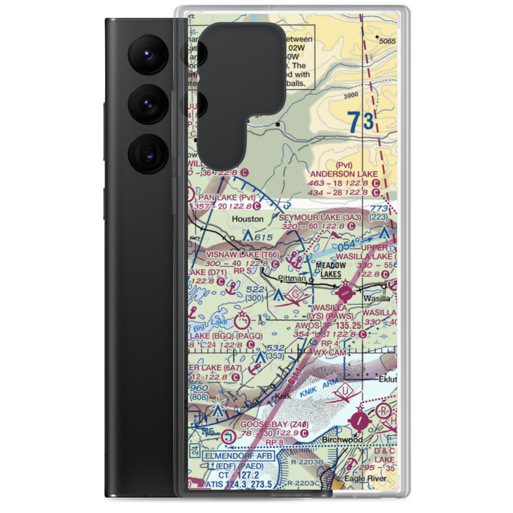 Wolf Track Airport (9AK8) VFR Sectional Samsung Case Samsung Galaxy S22 Ultra model shown