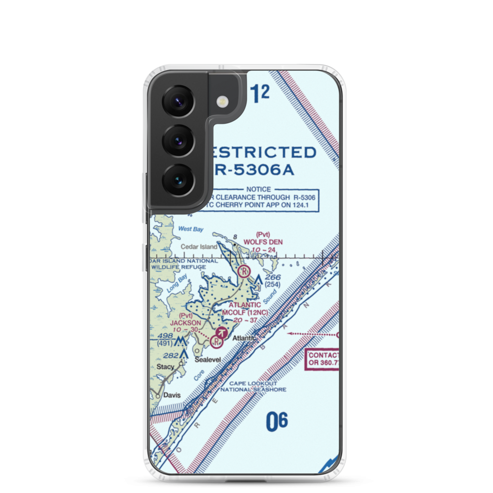 Wolf's Den Airport (NC17) VFR Sectional Samsung Case Samsung Galaxy S22 model shown