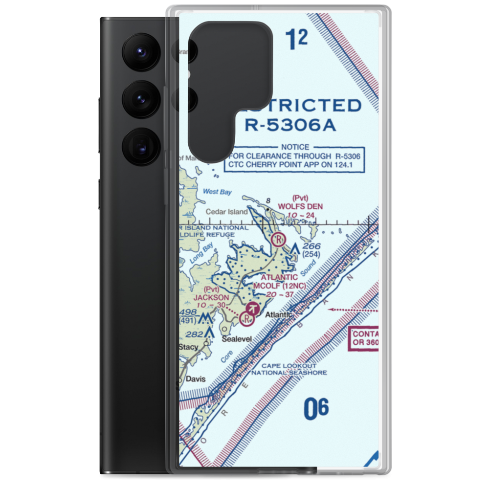 Wolf's Den Airport (NC17) VFR Sectional Samsung Case Samsung Galaxy S22 Ultra model shown