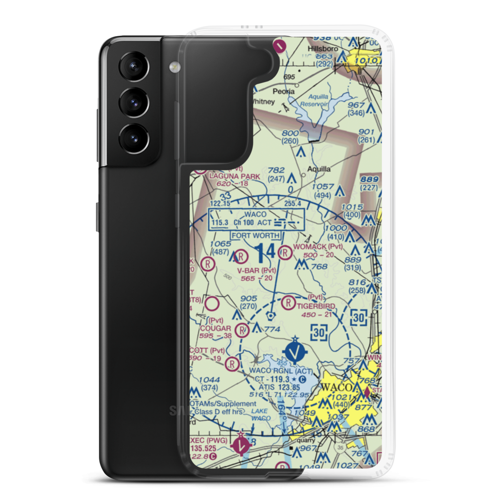 Womack Farm Airport (75TE) VFR Sectional Samsung Case Samsung Galaxy S21 Plus model shown