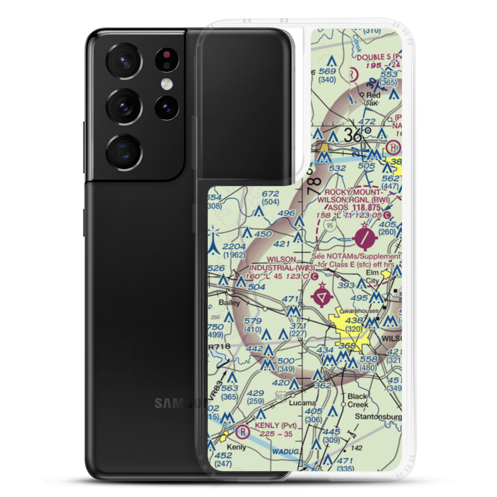Wood Airport (63NC) VFR Sectional Samsung Case Samsung Galaxy S21 Ultra model shown