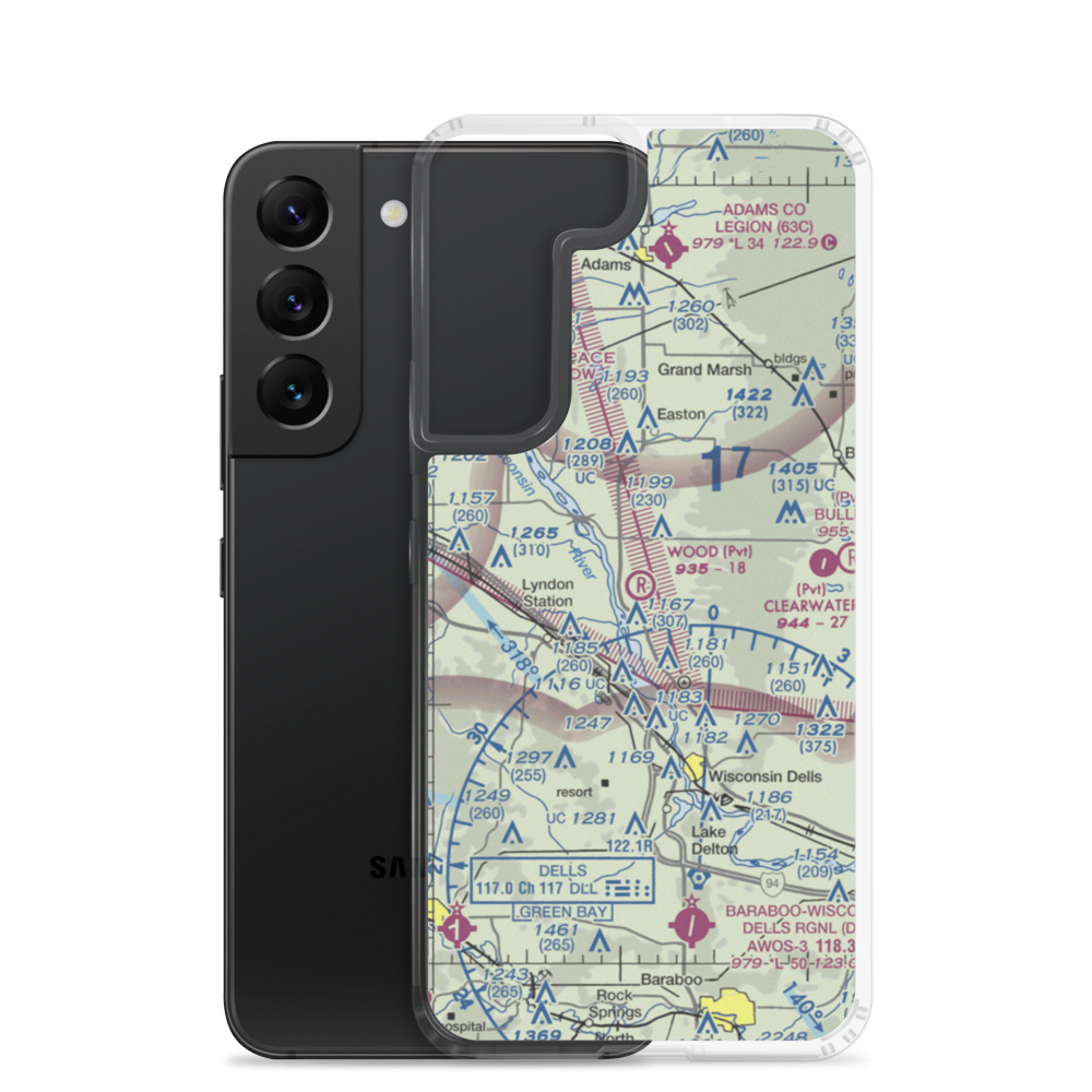 Wood Airport (8WI0) VFR Sectional Samsung Case Samsung Galaxy S22 model shown