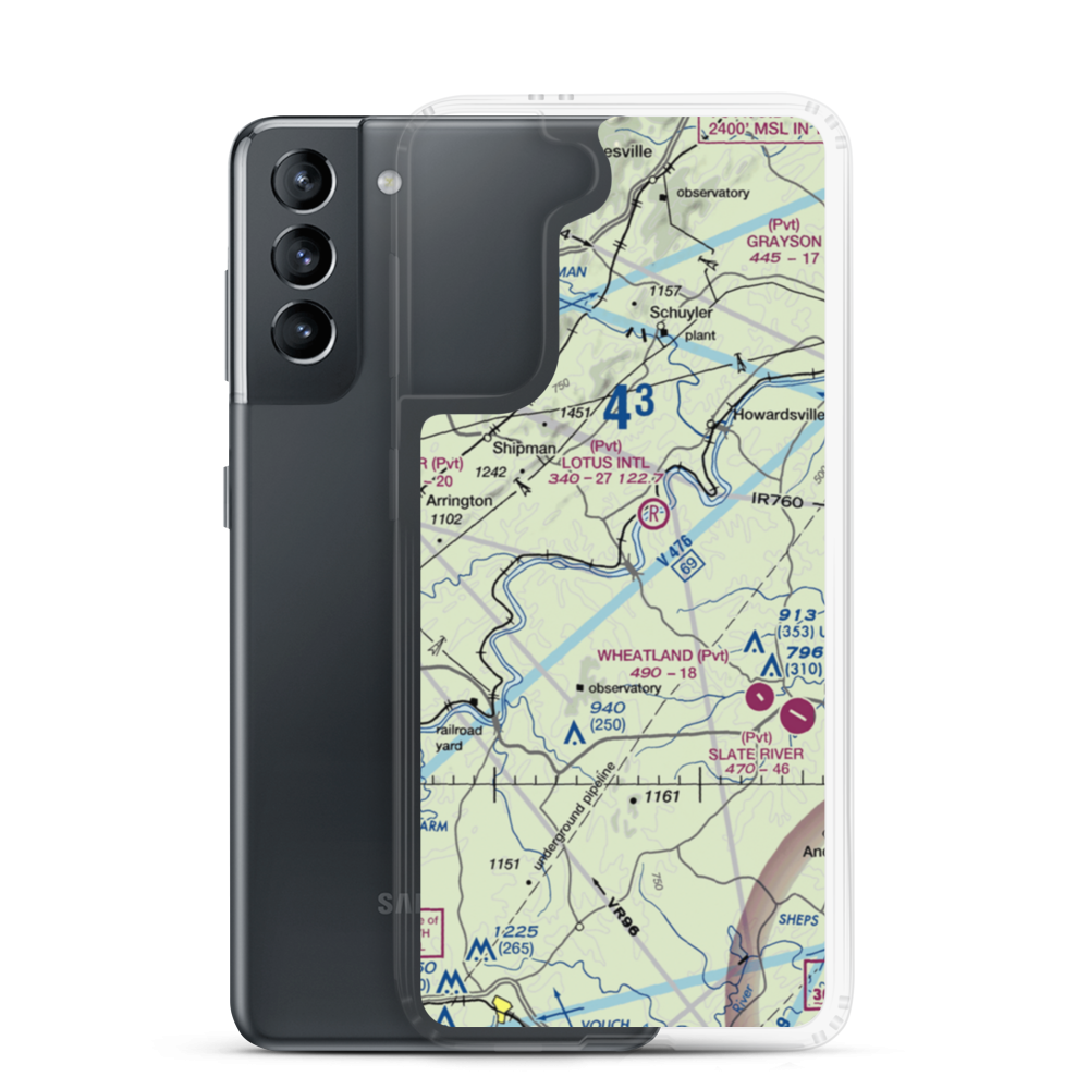 Wood Farm Airport (4VA0) VFR Sectional Samsung Case Samsung Galaxy S21 model shown