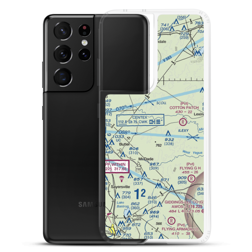 Wood Triple D Airport (TX72) VFR Sectional Samsung Case Samsung Galaxy S21 Ultra model shown