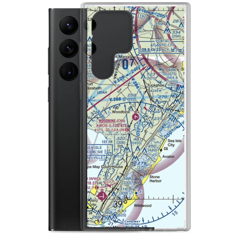 Woodbine Municipal Airport (OBI) VFR Sectional Samsung Case Samsung Galaxy S22 Ultra model shown