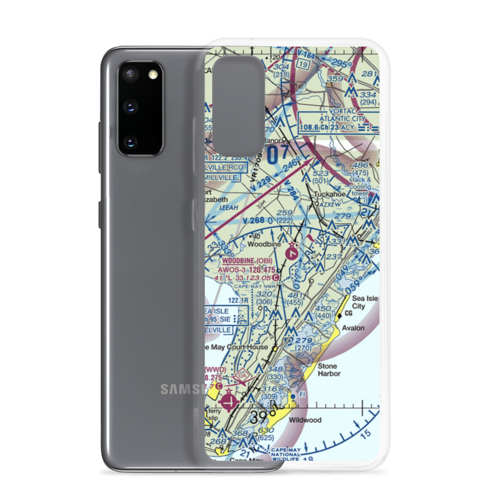Woodbine Municipal Airport (OBI) VFR Sectional Samsung Case Samsung Galaxy S20 model shown