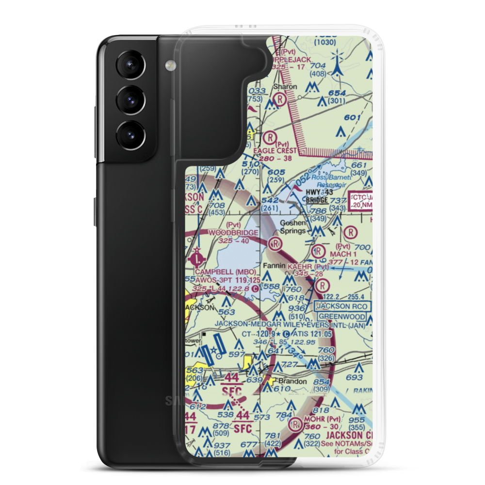 Woodbridge Airport (6MS1) VFR Sectional Samsung Case Samsung Galaxy S21 Plus model shown