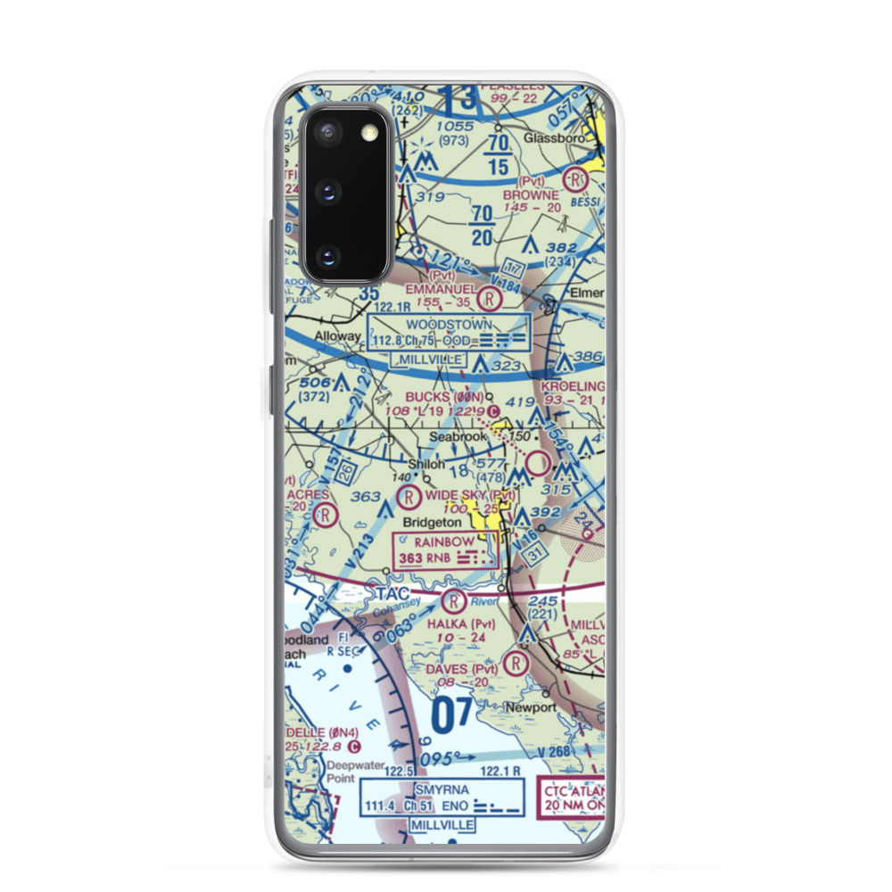 Woodcrest Farms Airstrip (JY17) VFR Sectional Samsung Case Samsung Galaxy S20 model shown
