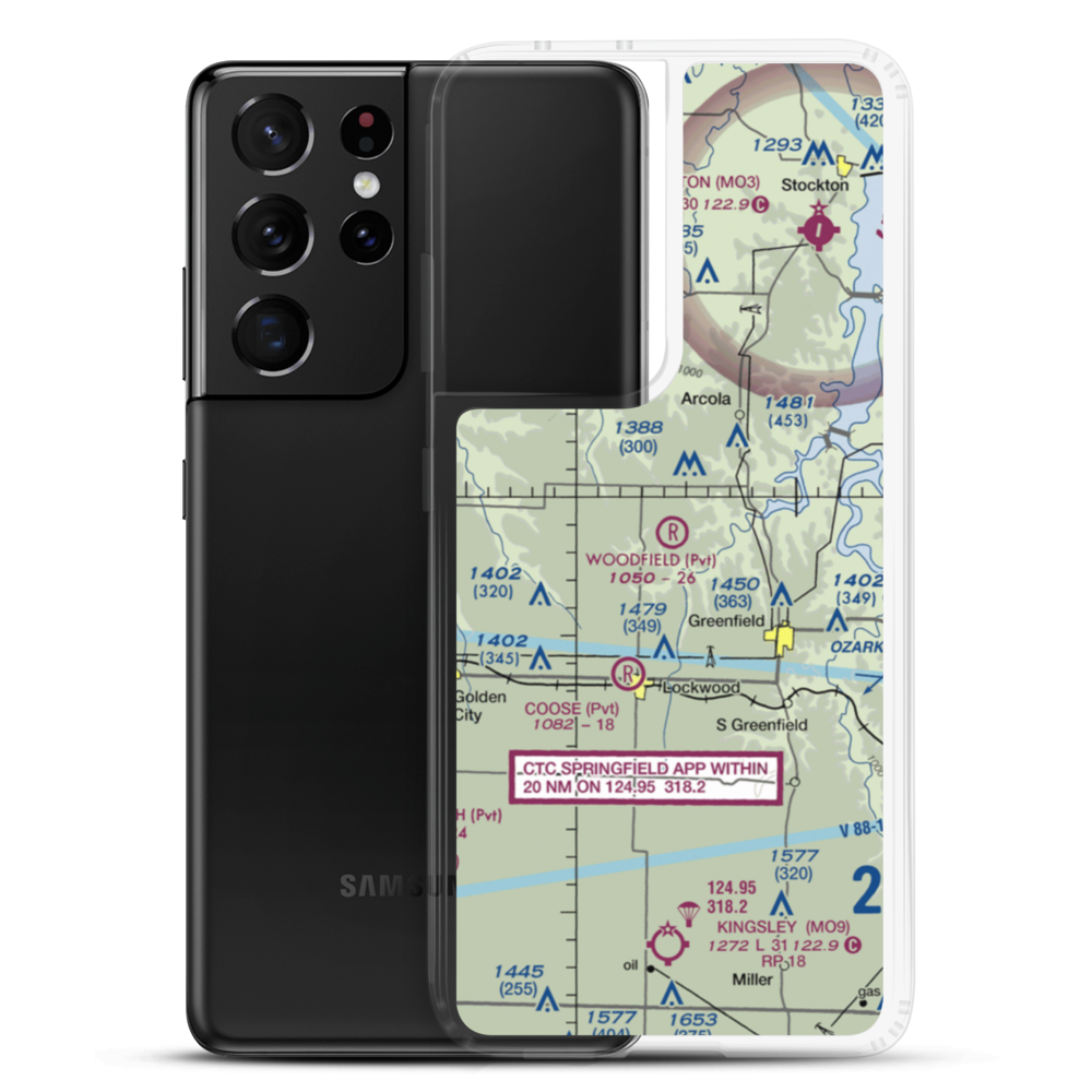 Woodfield Airpark Inc Airport (MU27) VFR Sectional Samsung Case Samsung Galaxy S21 Ultra model shown