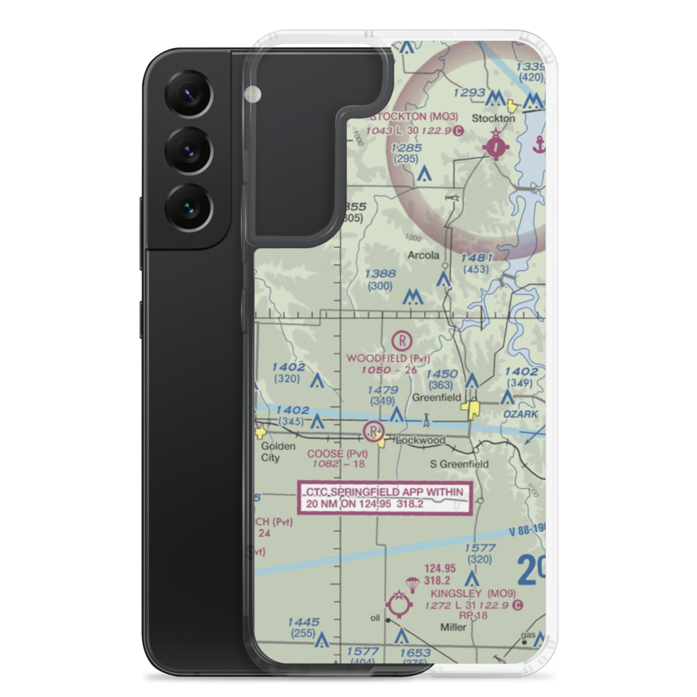 Woodfield Airpark Inc Airport (MU27) VFR Sectional Samsung Case Samsung Galaxy S22 Plus model shown