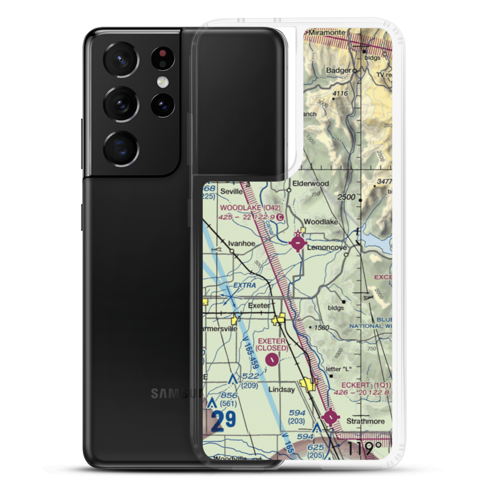 Woodlake Airport (O42) VFR Sectional Samsung Case Samsung Galaxy S21 Ultra model shown