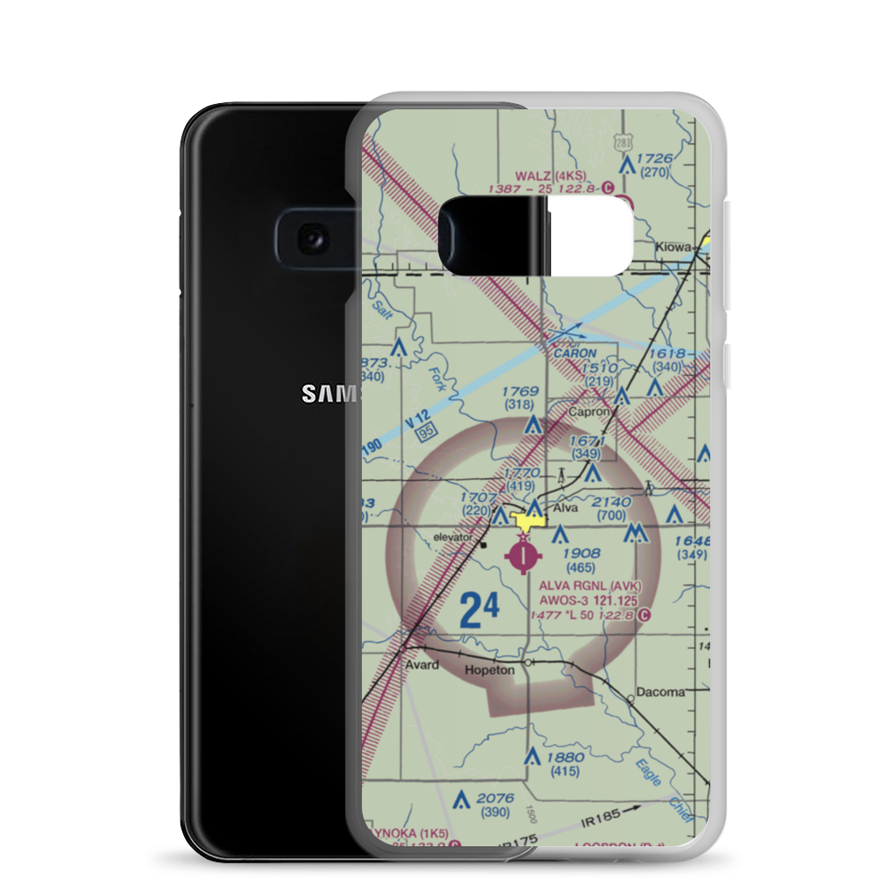 Woodlake Airport (OK14) VFR Sectional Samsung Case Samsung Galaxy S10e model shown