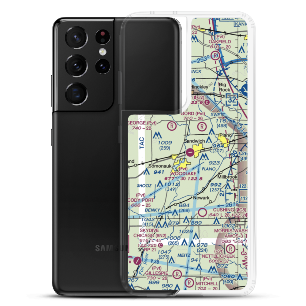 Woodlake Landing Airport (IS65) VFR Sectional Samsung Case Samsung Galaxy S21 Ultra model shown