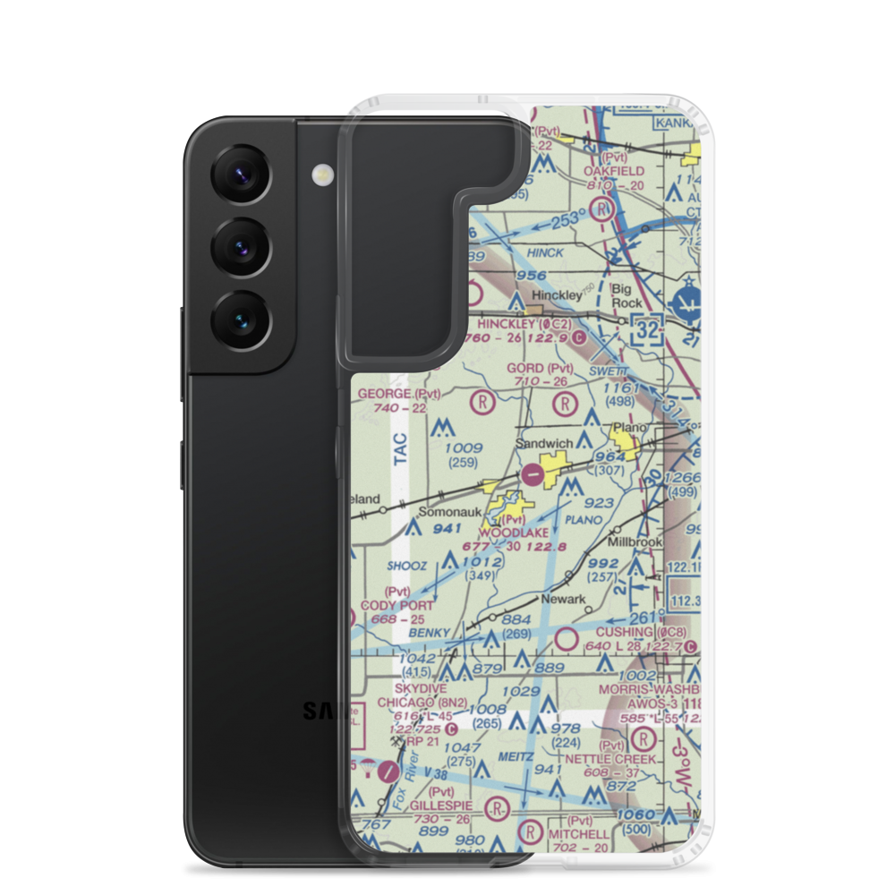 Woodlake Landing Airport (IS65) VFR Sectional Samsung Case Samsung Galaxy S22 model shown