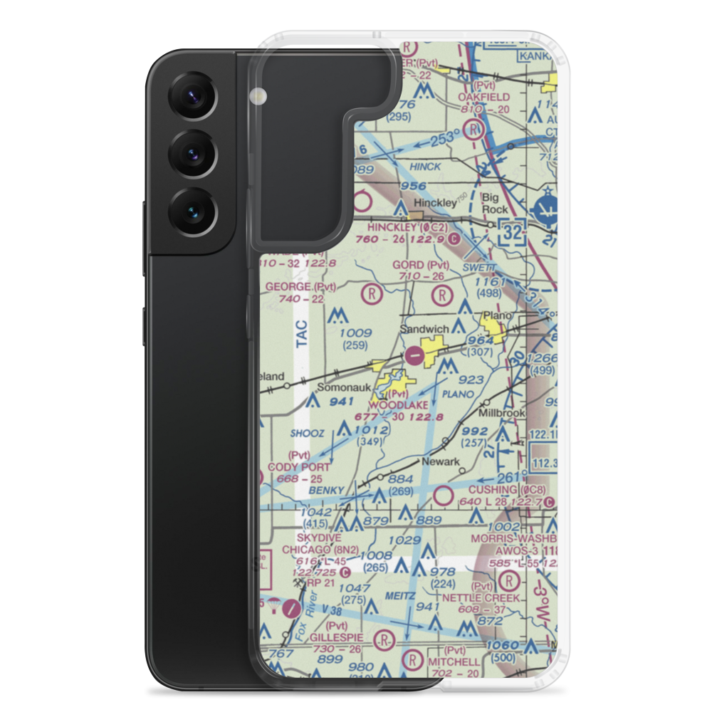Woodlake Landing Airport (IS65) VFR Sectional Samsung Case Samsung Galaxy S22 Plus model shown