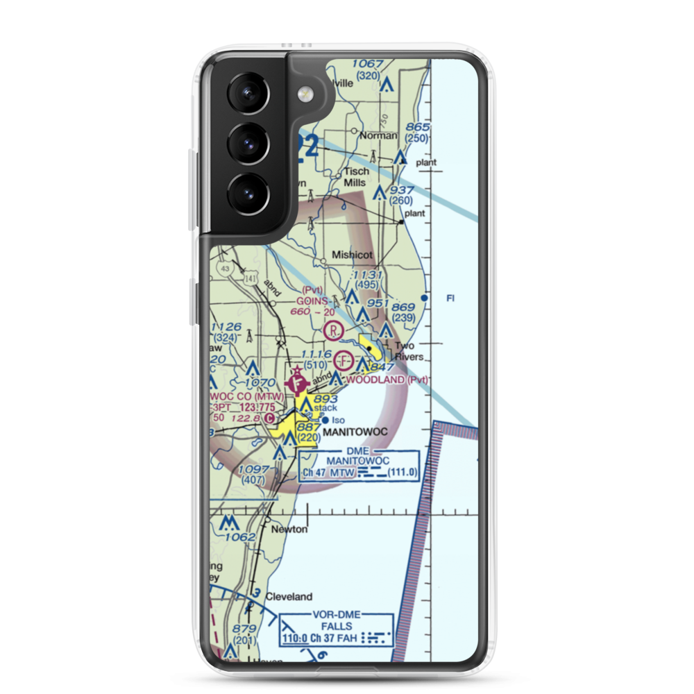 Woodland Airstrip (3WN7) VFR Sectional Samsung Case Samsung Galaxy S21 Plus model shown