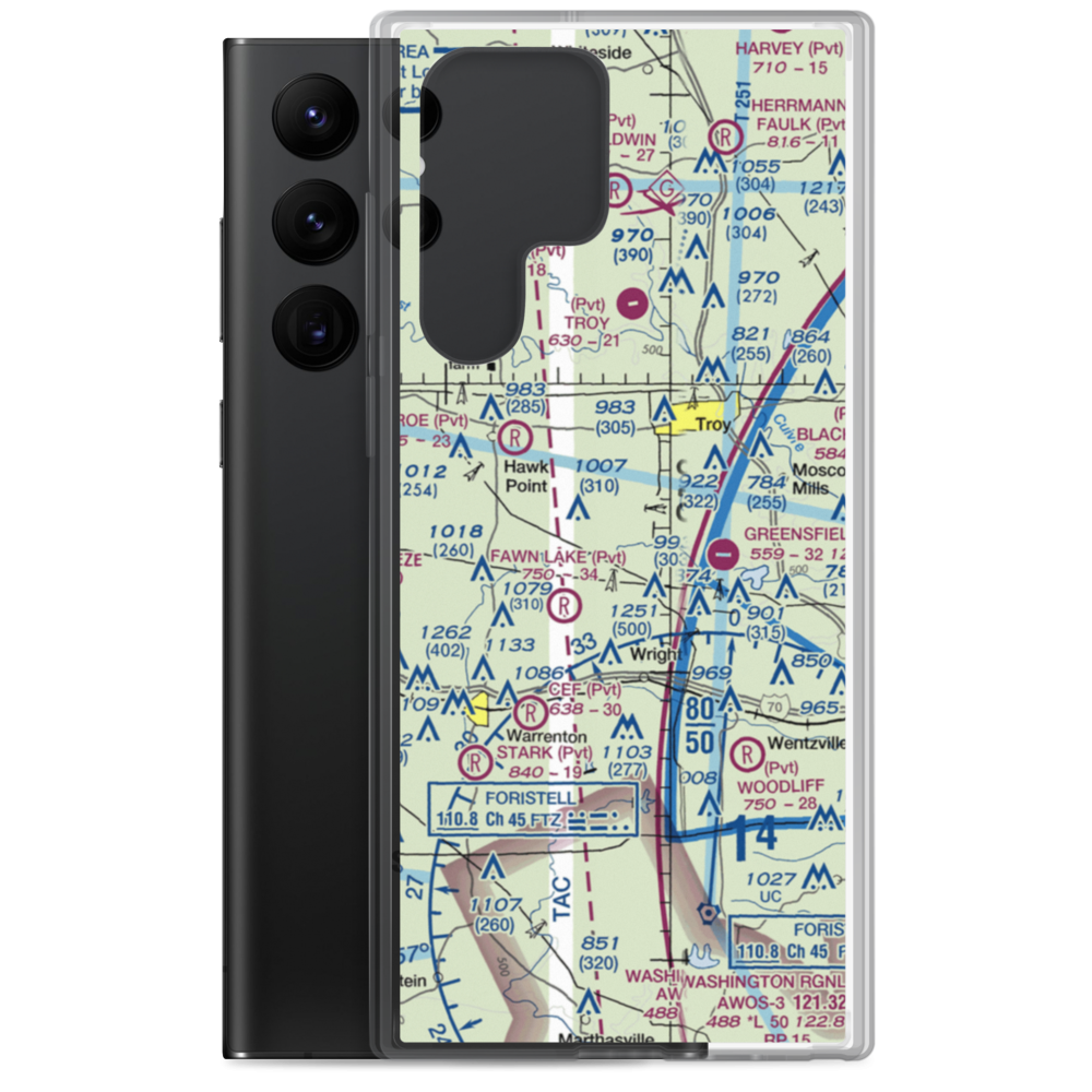 Woodland Airstrip (MU89) VFR Sectional Samsung Case Samsung Galaxy S22 Ultra model shown