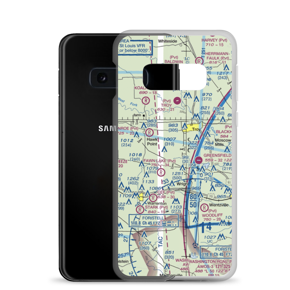 Woodland Airstrip (MU89) VFR Sectional Samsung Case Samsung Galaxy S10e model shown