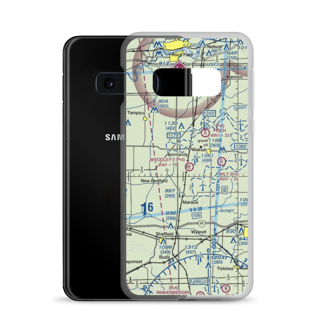 Woodley 2 Airport (5IL8) VFR Sectional Samsung Case Samsung Galaxy S10e model shown