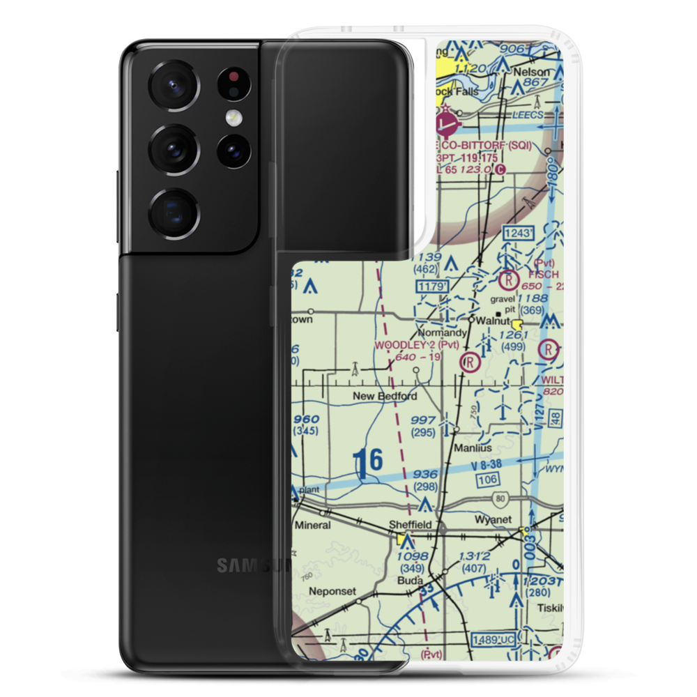 Woodley Aerial Spray Airport (IS73) VFR Sectional Samsung Case Samsung Galaxy S21 Ultra model shown