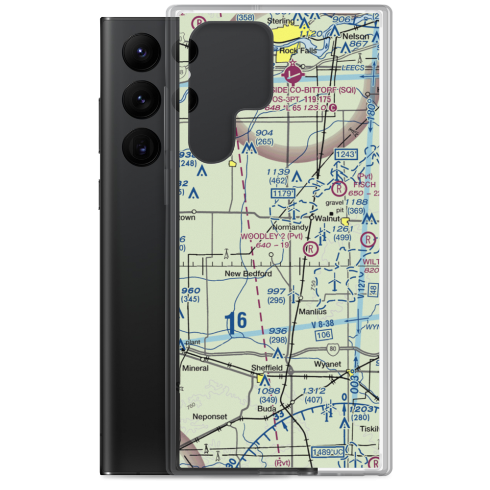 Woodley Aerial Spray Airport (IS73) VFR Sectional Samsung Case Samsung Galaxy S22 Ultra model shown